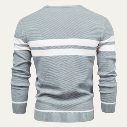 Men’s Double Stripe Textured Knit Sweater