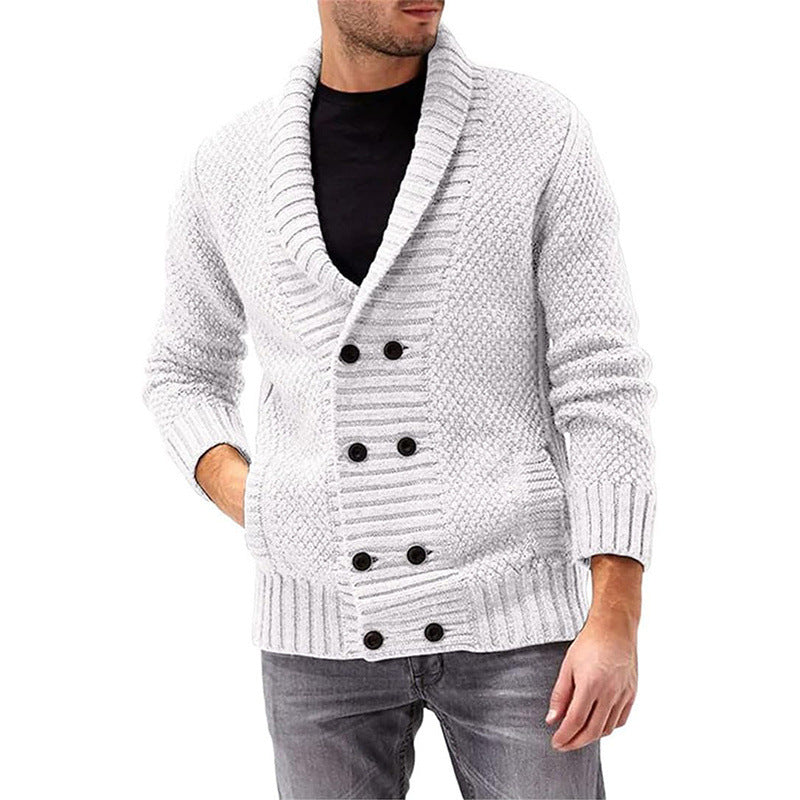 Warm Men's Cashmere Crew Neck Sweater with Pockets