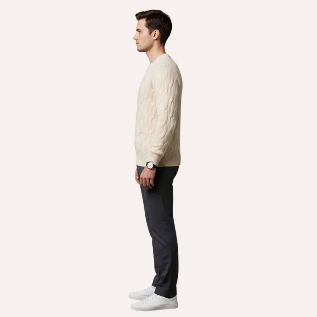 Men’s Classic Cable Knit Round Neck Sweater