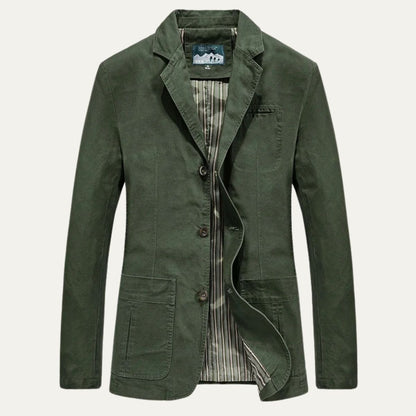 Men’s Casual Cotton Blazer with Patch Pockets