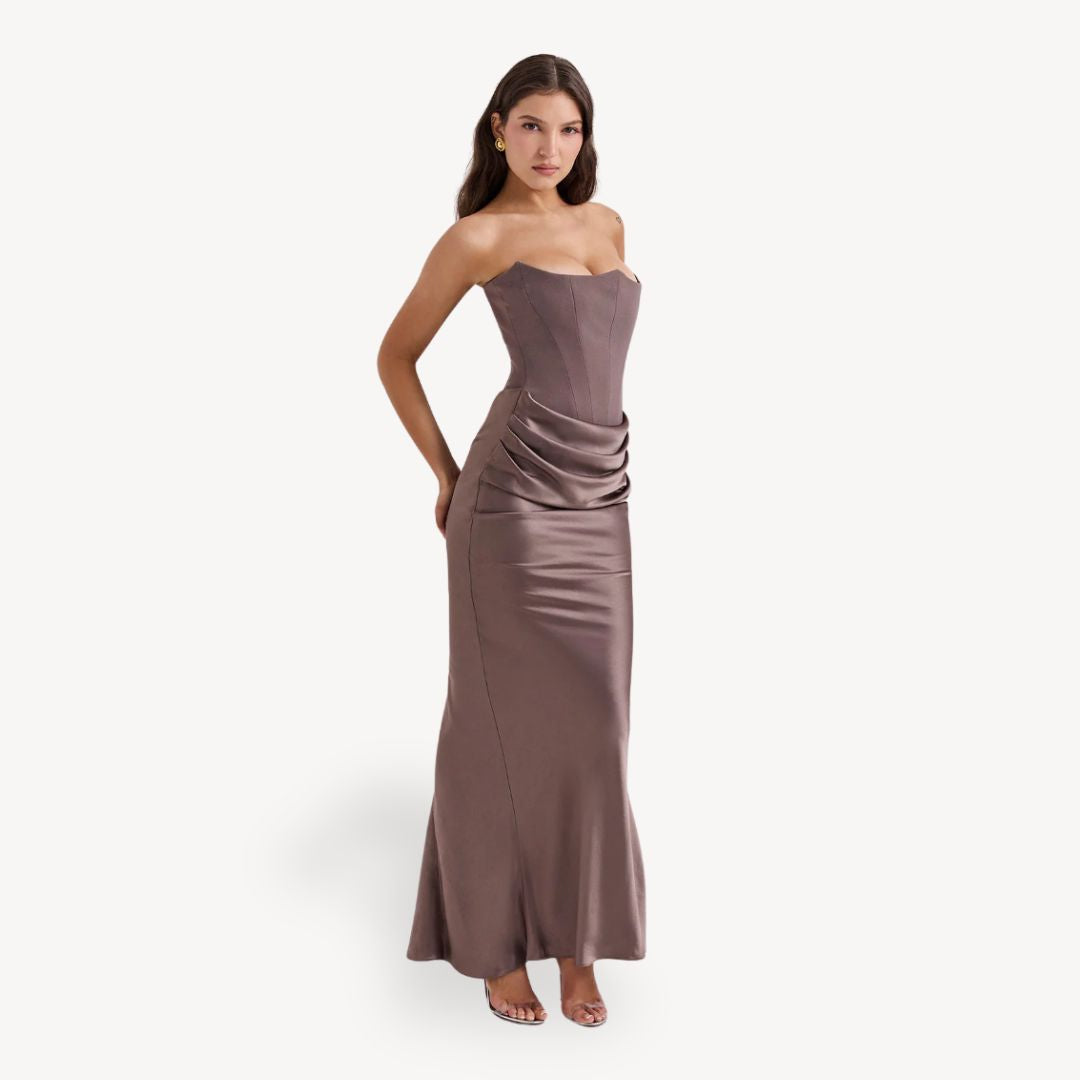Strapless Satin Corset Gown Women's Dress