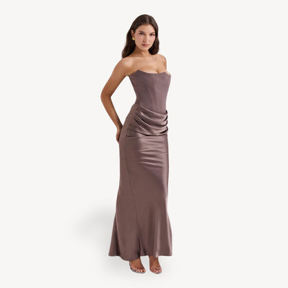 Strapless Satin Corset Gown Women's Dress