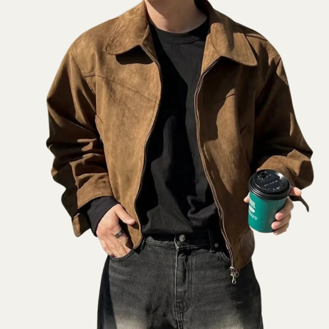 Men’s Cropped Full-Zip Trucker Jacket