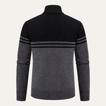 The Genova Men's Striped Thick Fleece Lined Knit Cardigan