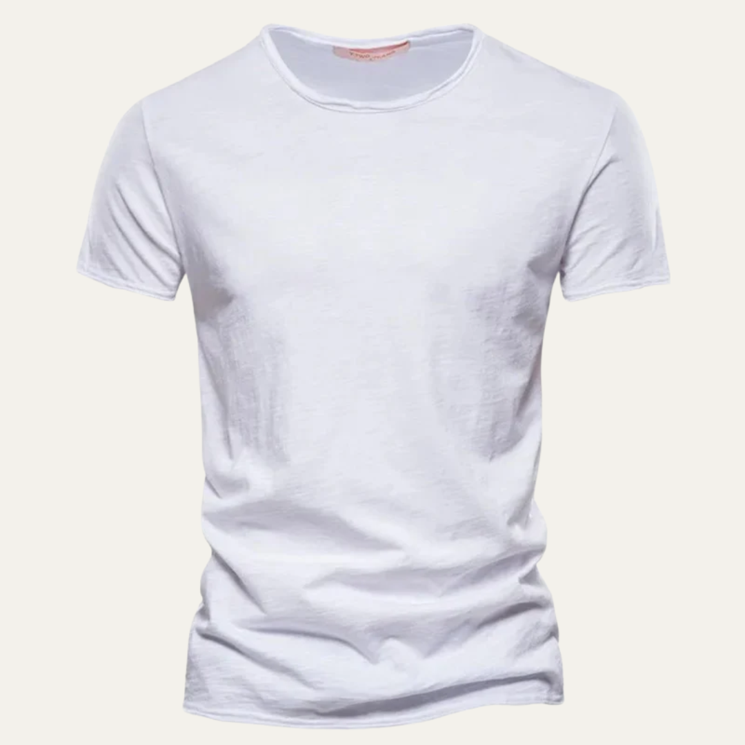 Men’s Fitted Raw Edge Crewneck T Shirt