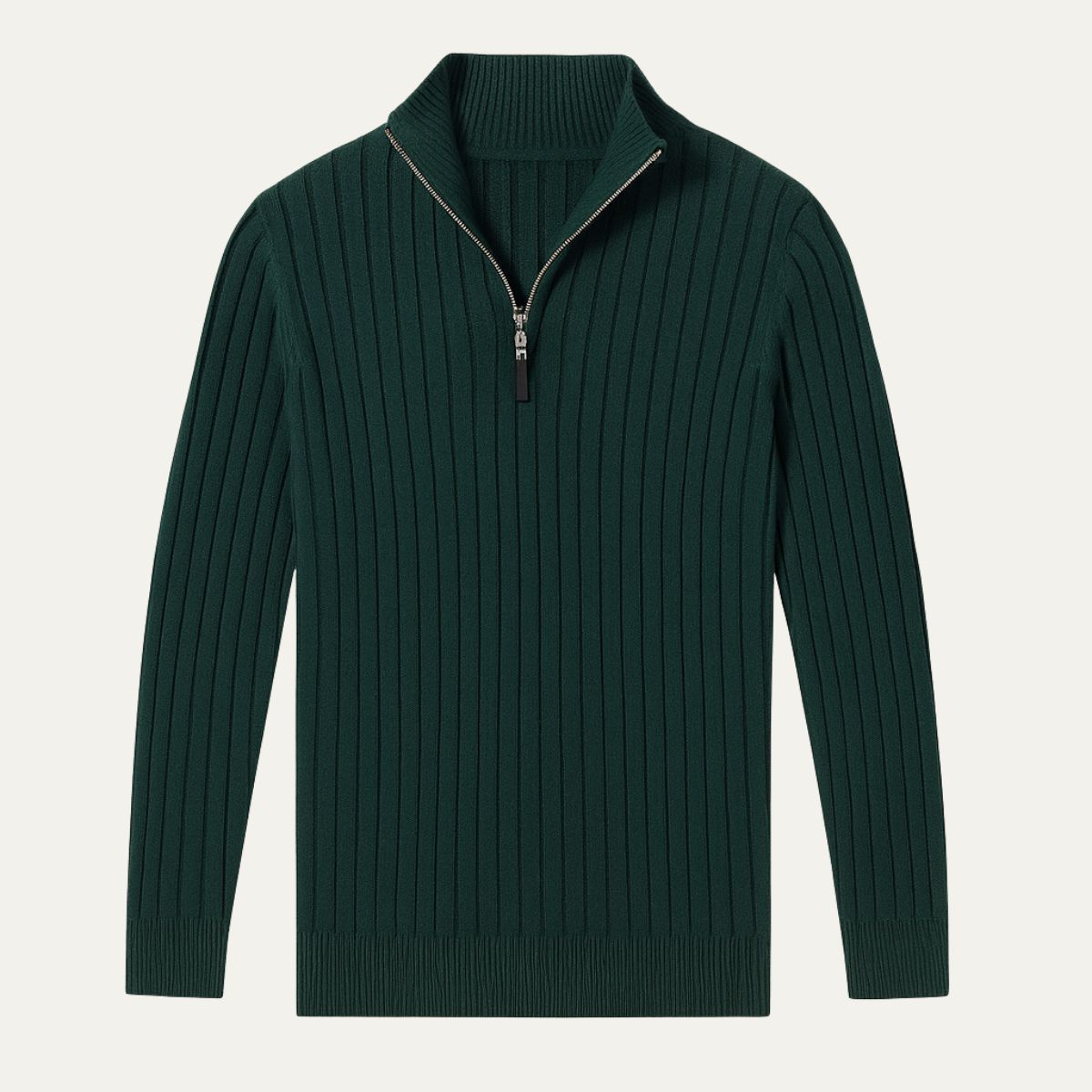 Men’s Ribbed Quarter Zip Stand Collar Sweater