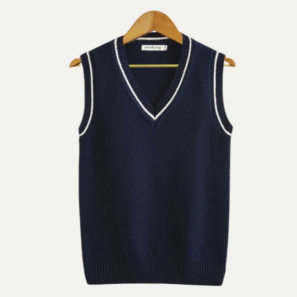 Men’s Textured V Neck Striped Sweater Vest