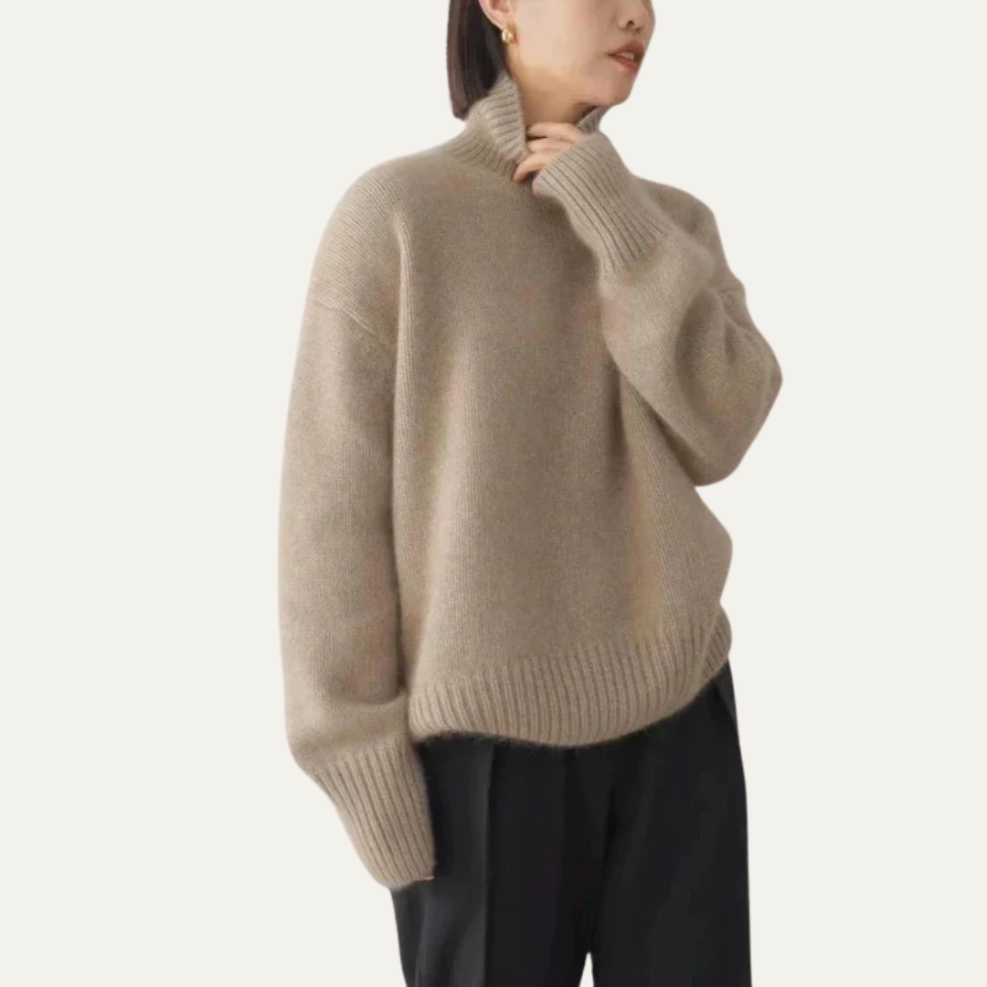 Women’s Oversized Ribbed Turtleneck Knit Sweater