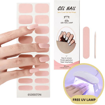 Gel nail sticker set with UV lamp