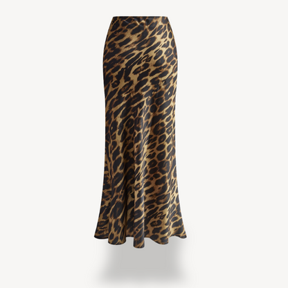 Leopard Print Ruched Bodycon Maxi Skirt Women