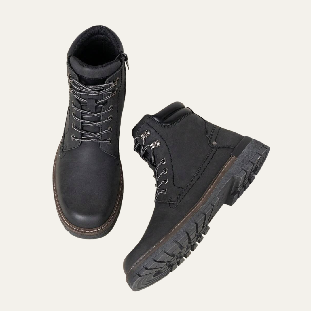 Men’s Military Style Lace Up Combat Boots with Lug Sole