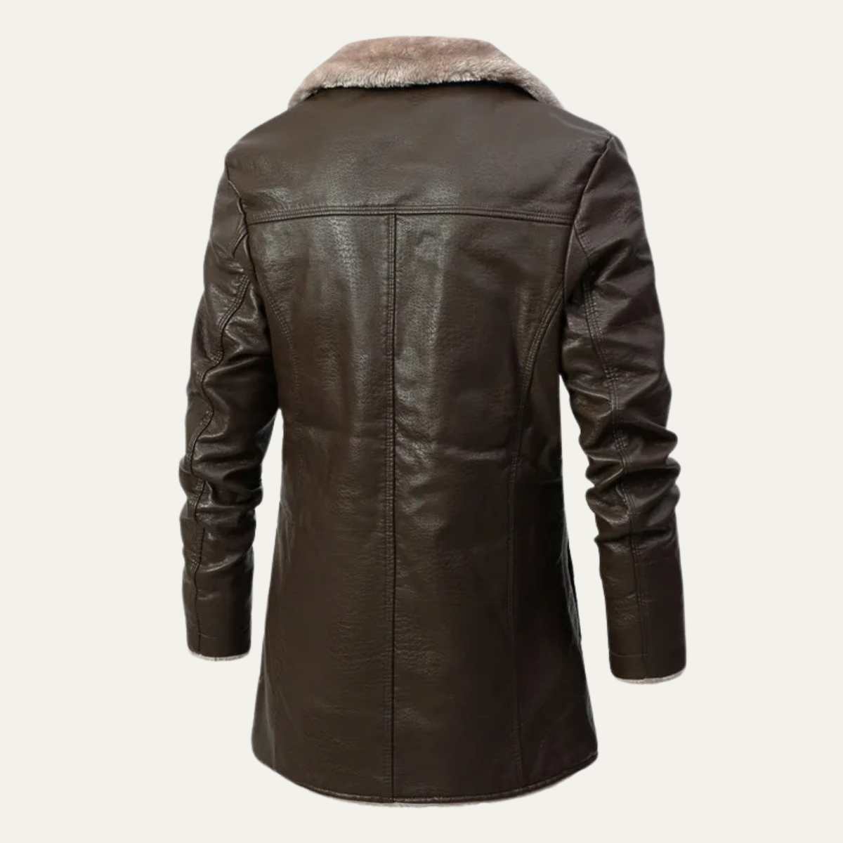 Men’s Faux Leather Coat with Shearling Lining