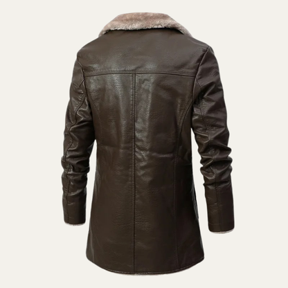 Men’s Faux Leather Coat with Shearling Lining