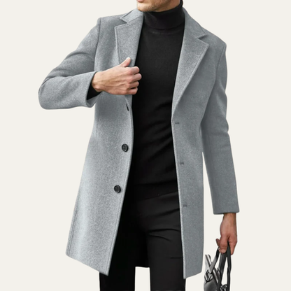 Men’s Classic Mid-Thigh Wool Blend Overcoat