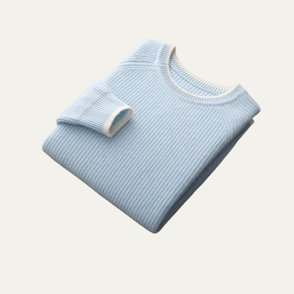 Men’s Ribbed Crewneck Sweater with Contrast Trim