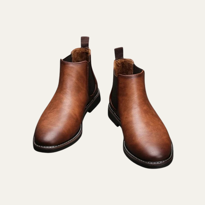 Men’s Burnished Leather Look Chelsea Boot