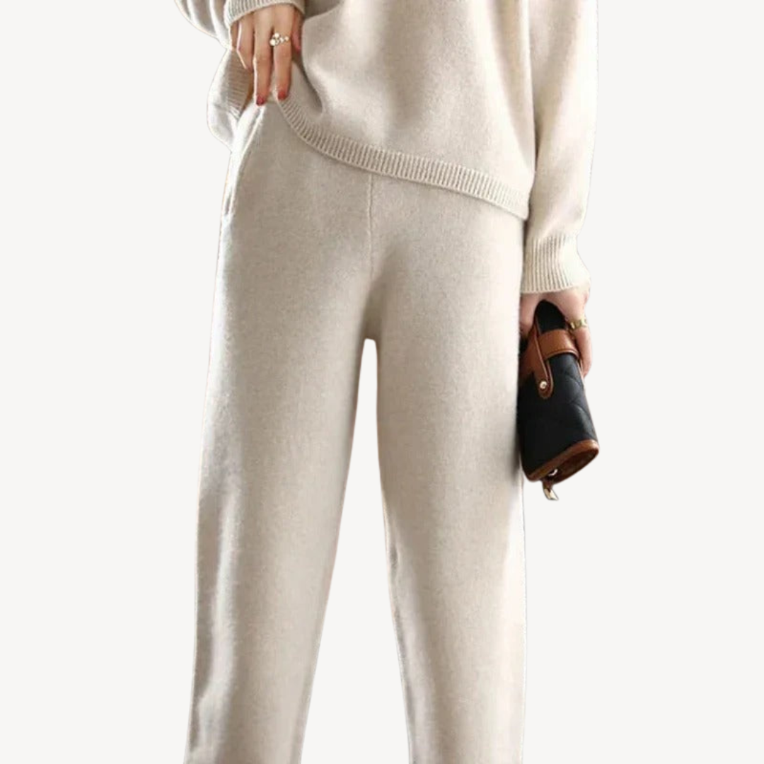 Casual Polo Knit Sweater Set for Women