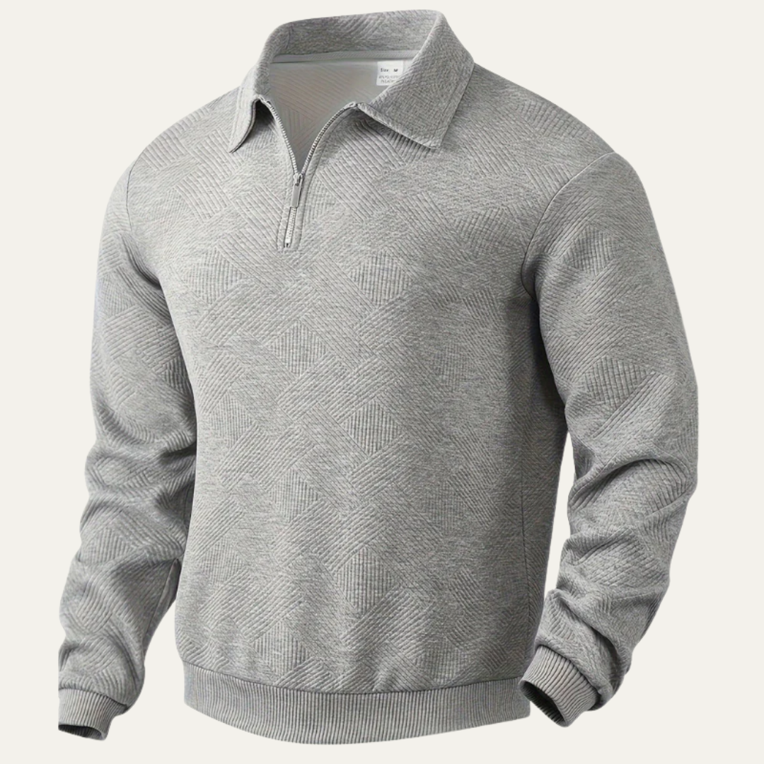 Men’s Textured Quarter Zipper Polo Sweater