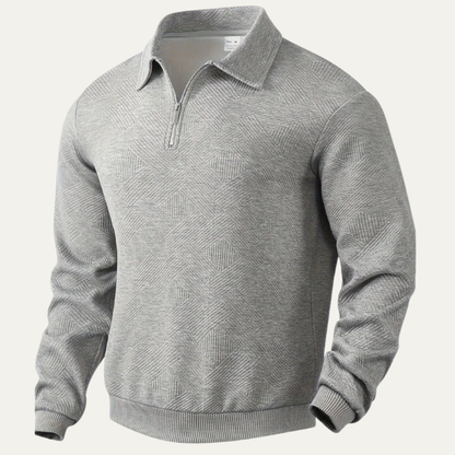 Men’s Textured Quarter Zipper Polo Sweater