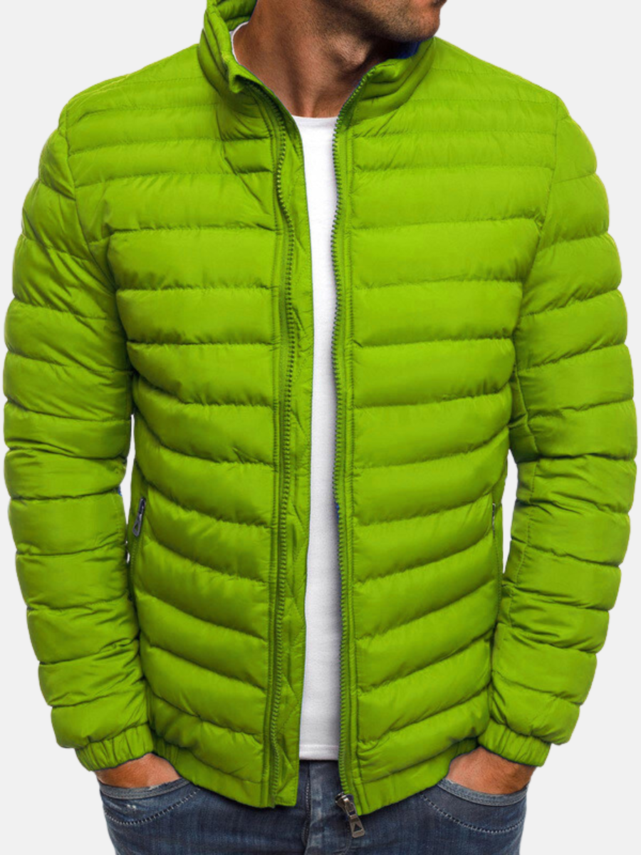 Warm Men's Padded Zip Jacket with Collar and Cuffs