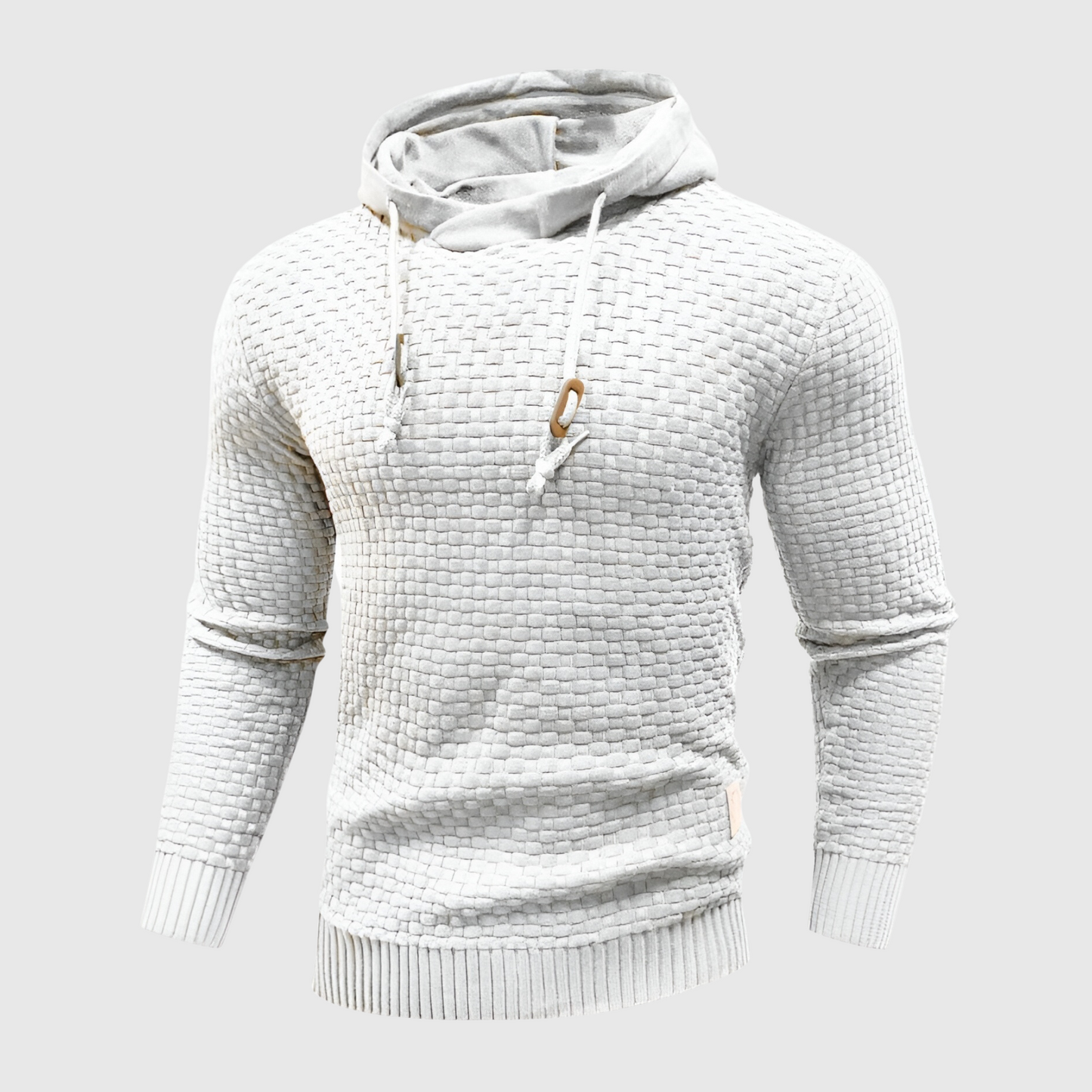 Cevori Textured Knit Drawstring Hoodie