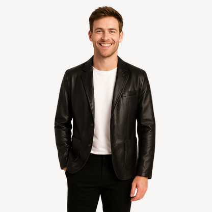 Men's Leather Blazer Jacket