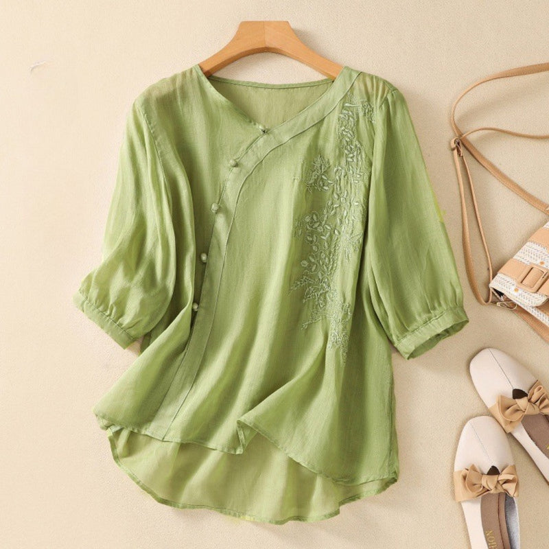 Chic Off Center Button Tunic Top