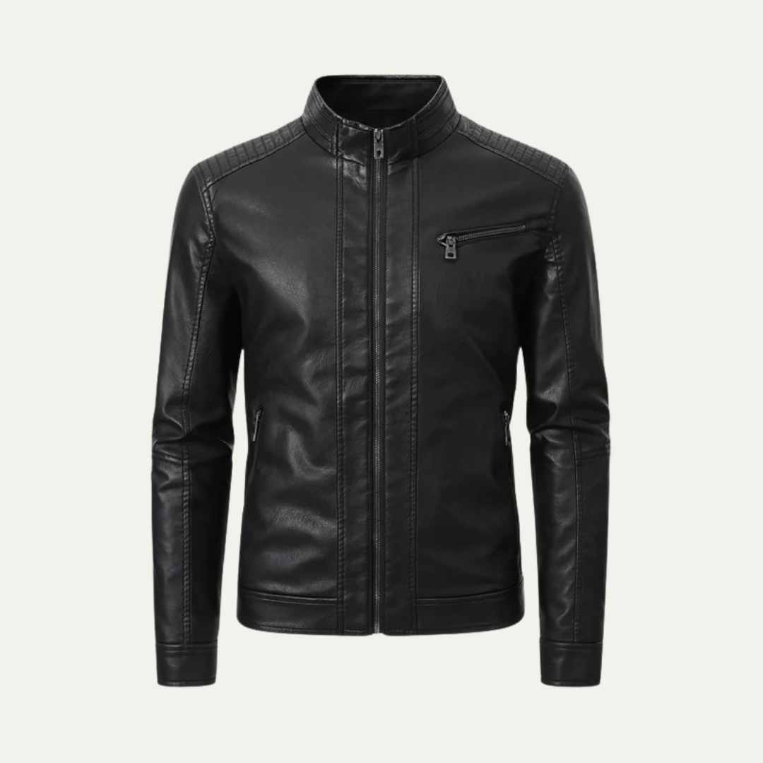 Men’s Sleek Faux Leather Motorcycle Jacket
