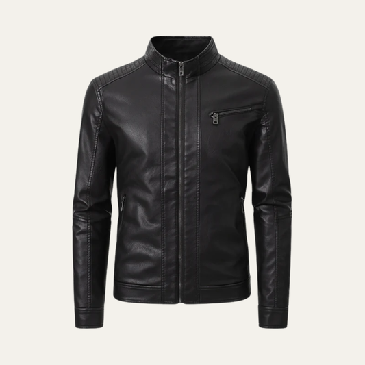 Men’s Sleek Faux Leather Motorcycle Jacket