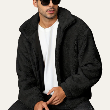 Men’s Casual Fleece Sheepskin Look Jacket