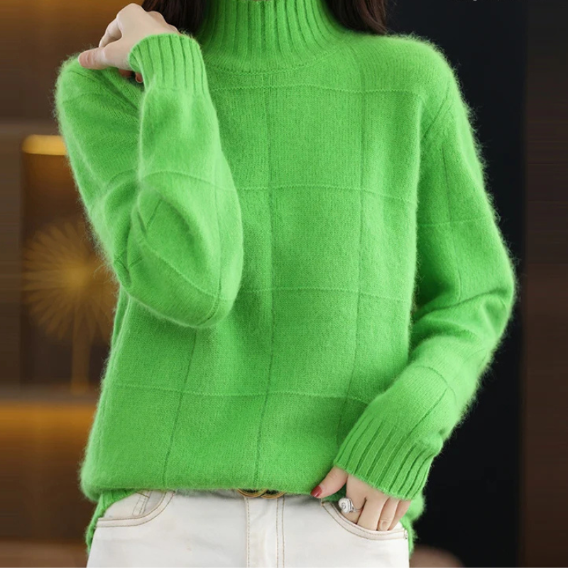 Warm Plaid Water Resistant Turtleneck Sweater