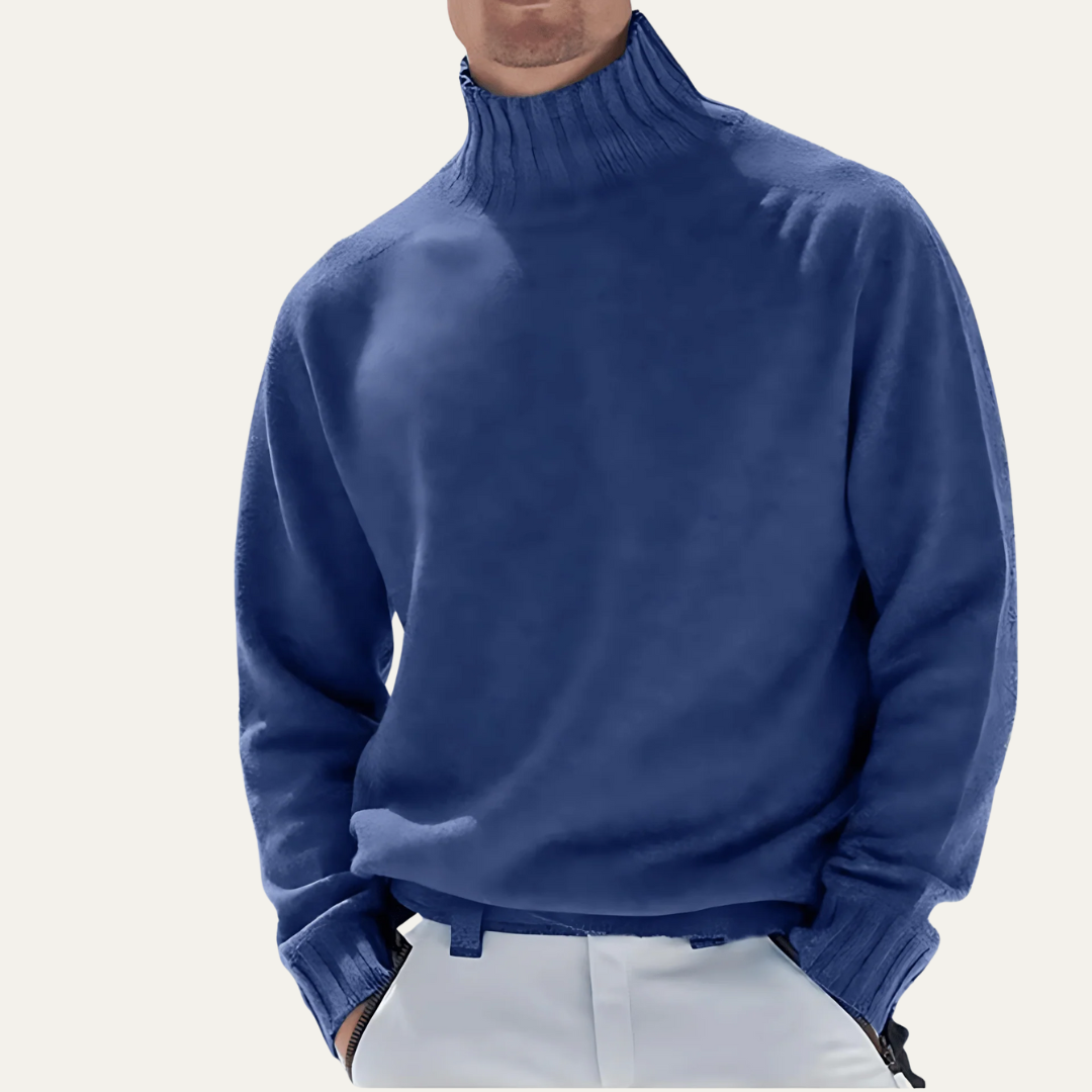 Men’s Ribbed Wool Turtleneck Knit Sweater