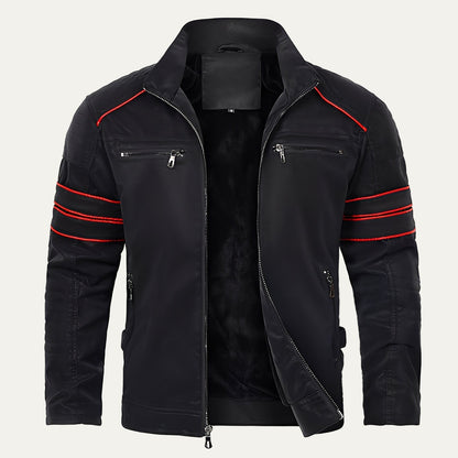 Men’s Stripe Accent Biker Zip Jacket