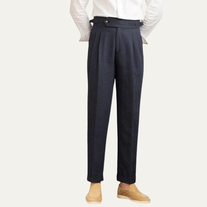 Men’s High-Waist Pleated Summer Chinos