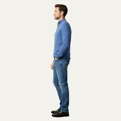 Men’s Textured Quarter Zip Standing Collar Sweater