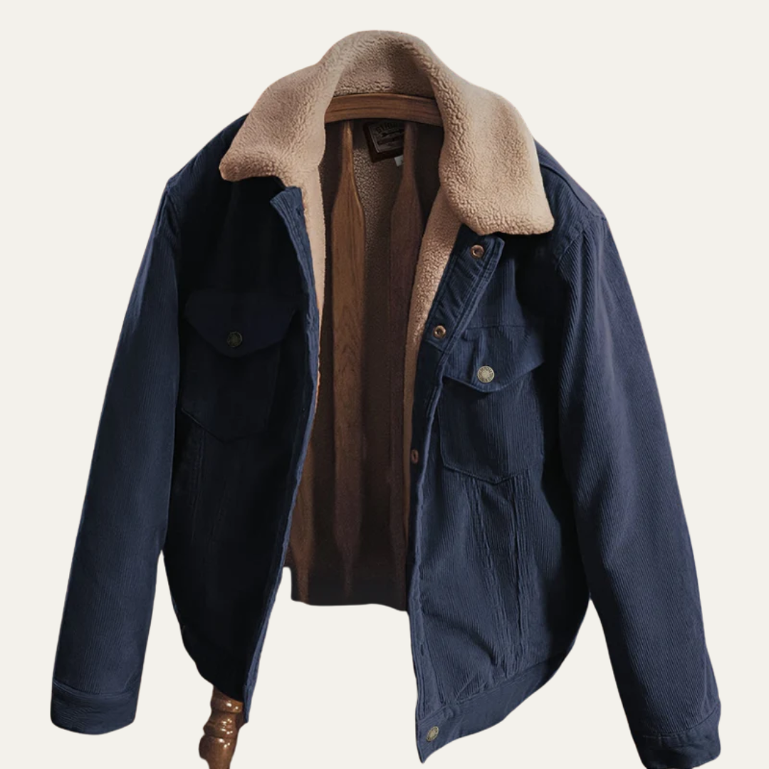 Men’s Shearling Collar Corduroy Trucker Jacket