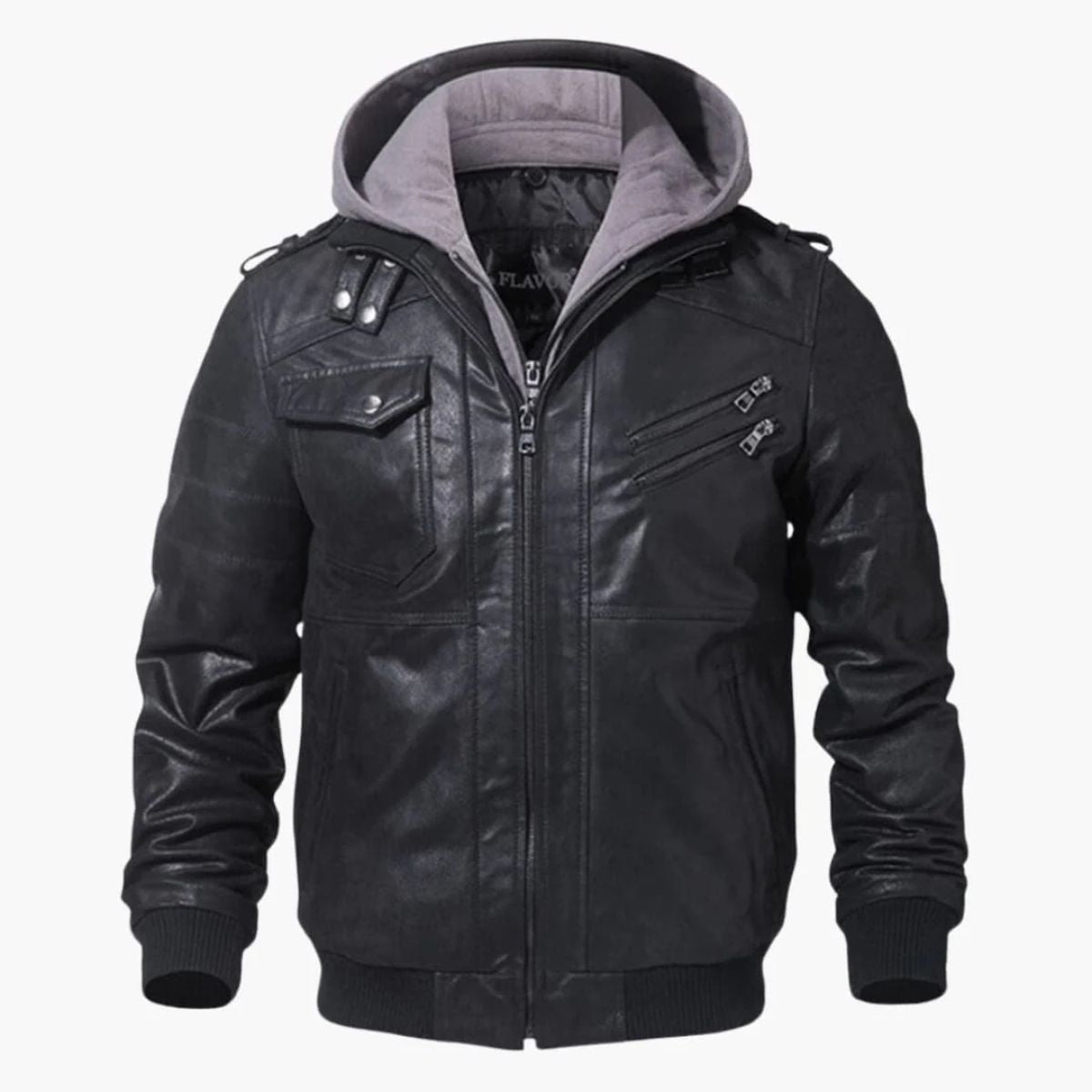Men’s Hybrid Faux Leather Moto Bomber Jacket
