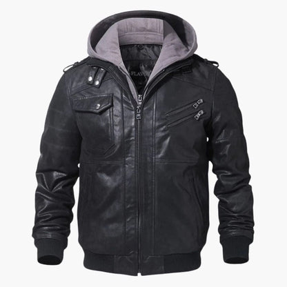Men’s Hybrid Faux Leather Moto Bomber Jacket
