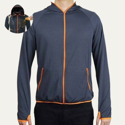Men’s Stretch Trimmed Full Zip Hooded Athletic Jacket