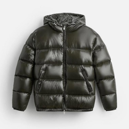 Men’s Modern Glossy Design Hooded Puffer Jacket