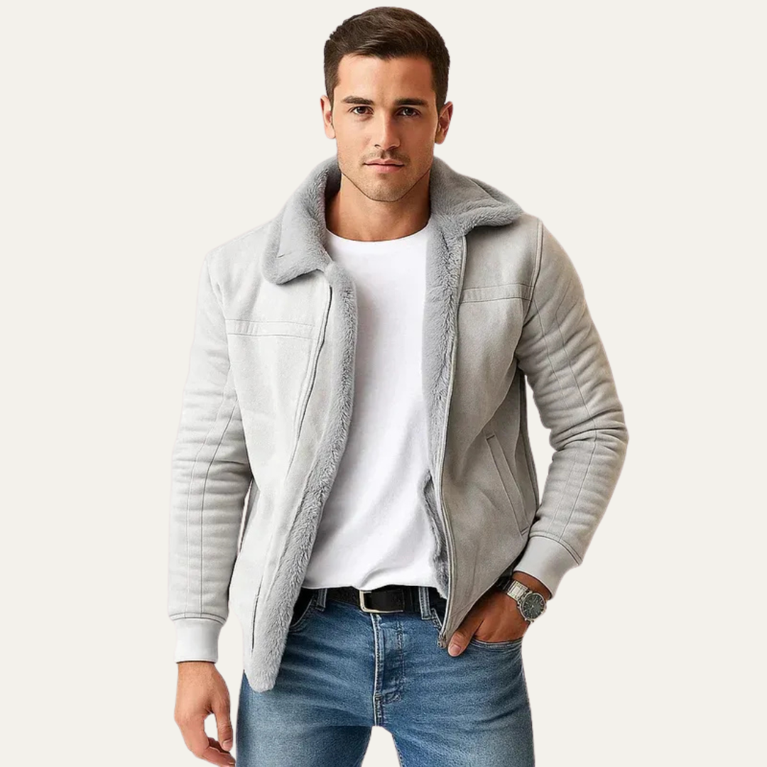 Men’s Shearling Lined Suede Bomber Jacket