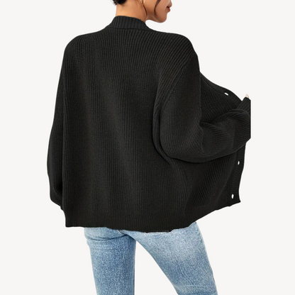 Women's V-Neck Drop Shoulder Cardigan Sweater