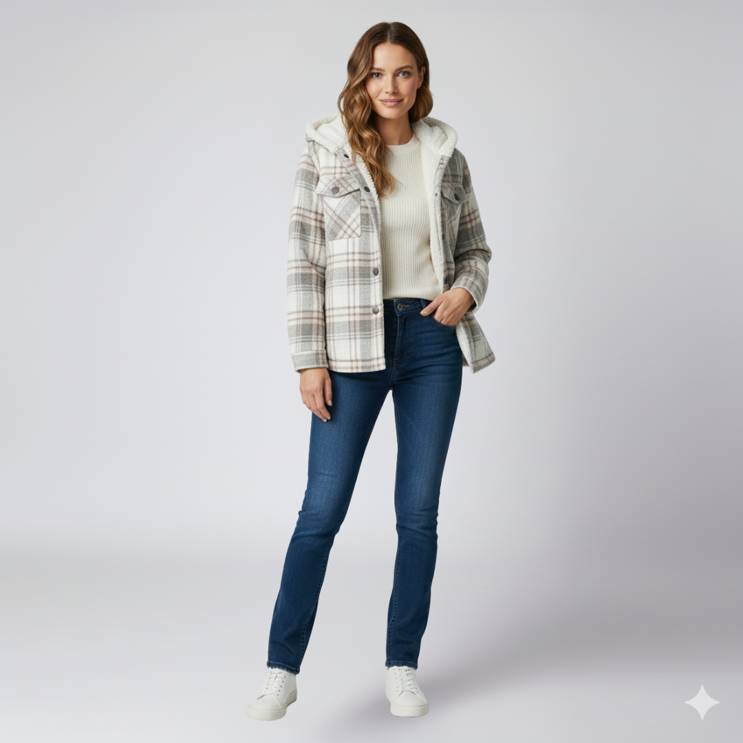 Elizabeth | Autumn Jacket - Hooded Plaid Outerwear for Women
