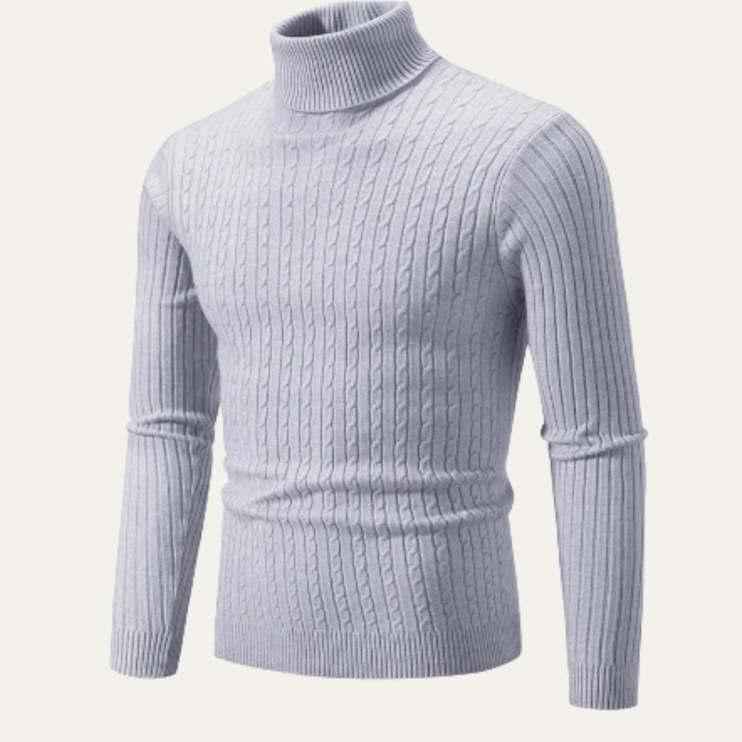 Men’s Slim Fit Cable Knit Turtleneck Sweater