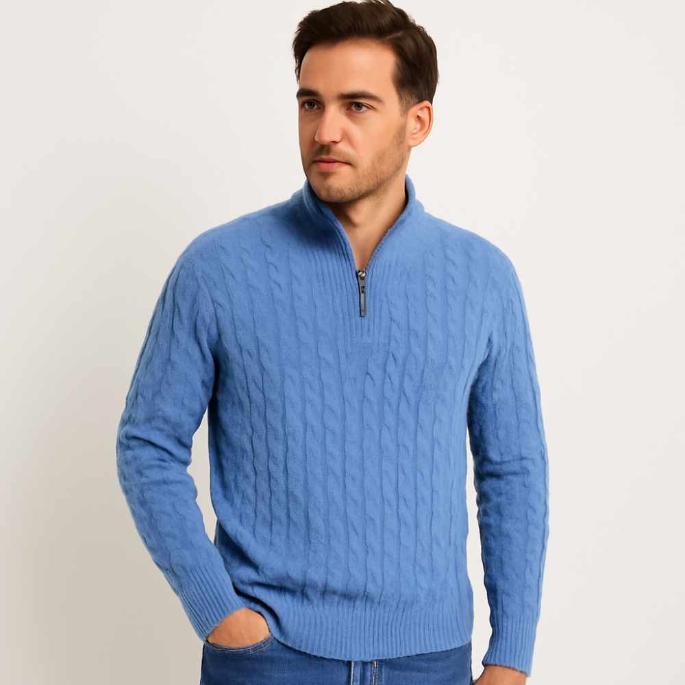 Men’s Heavy Cable Knit Quarter Zip Sweater