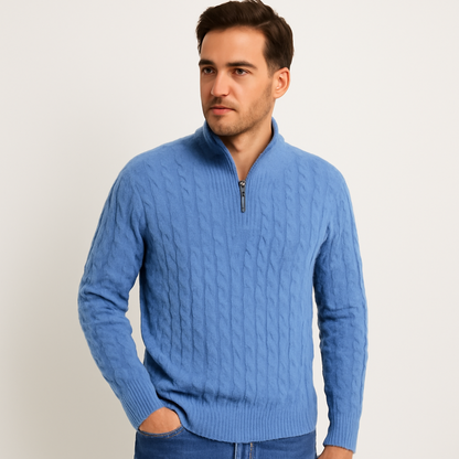 Men’s Heavy Cable Knit Quarter Zip Sweater