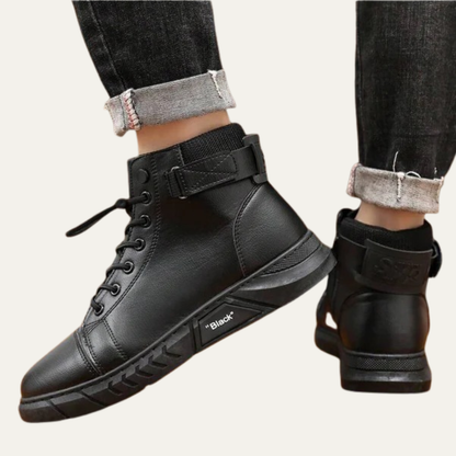 Men’s High Top Sneaker Boot with Strap and Lug Sole