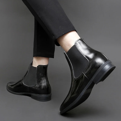 The Gerace Men’s Leather Slip On Chelsea Boots with Elastic Panel
