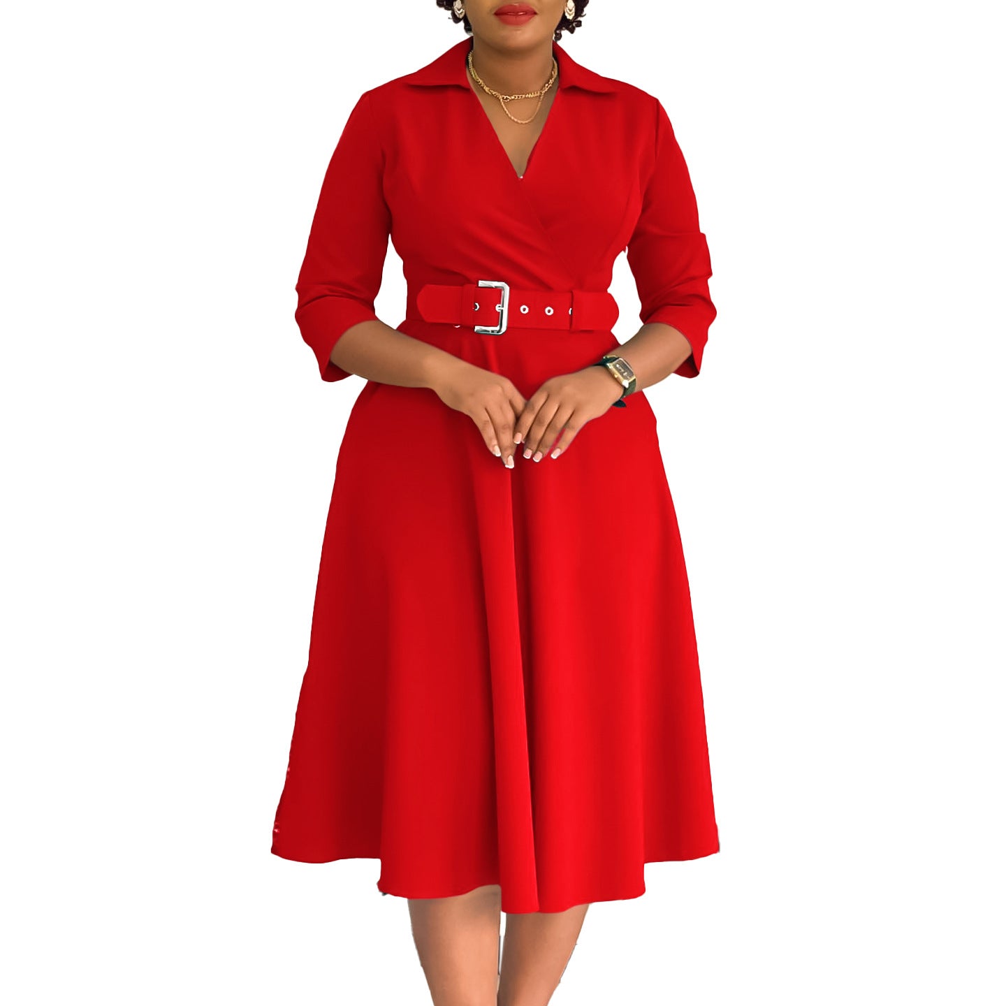 Elegant Fitted Waist 3/4 Sleeve Women's Formal Dress