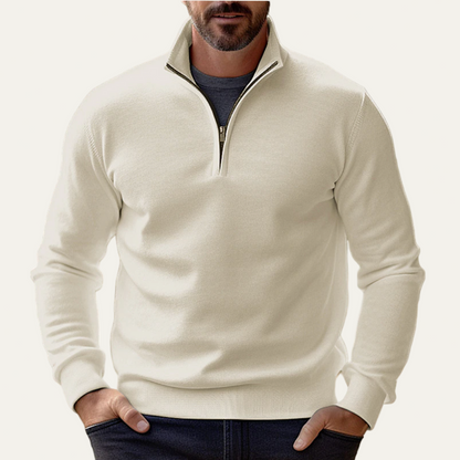Men’s Stand Collar Quarter Zip Pullover Sweater